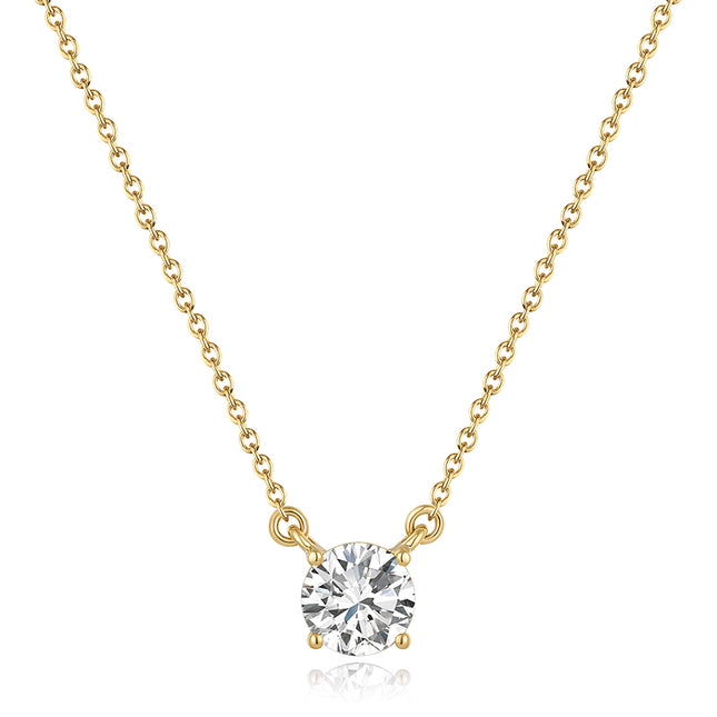 GJ Classic Round Brilliant Solitaire Lab Diamond Pendant Necklace