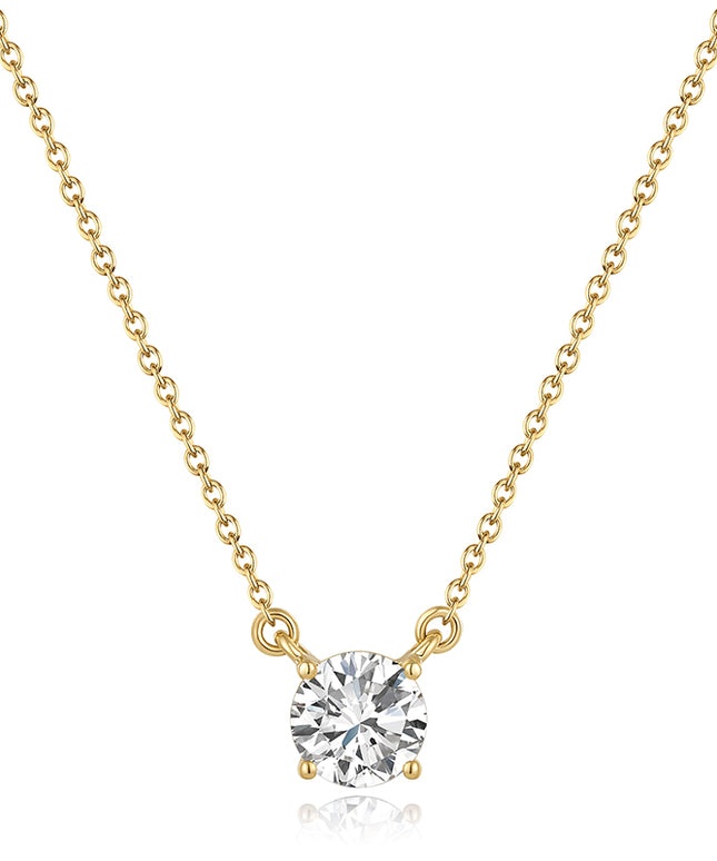 GJ Classic Round Brilliant Solitaire Lab Diamond Pendant Necklace